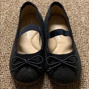 Size 6 Sparkly Black Ballet Flats with Strap